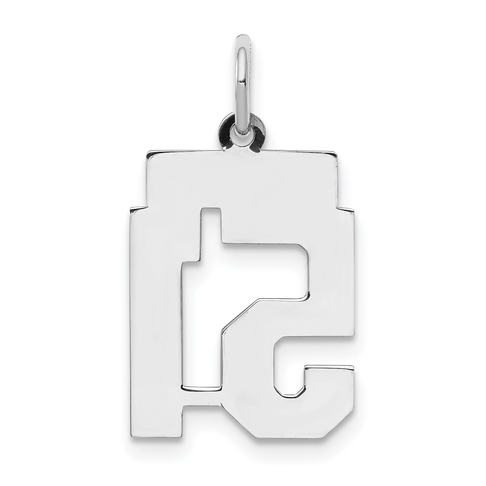 Sterling Silver Silver/Rhodium-Plated Satin Number 51 Charm