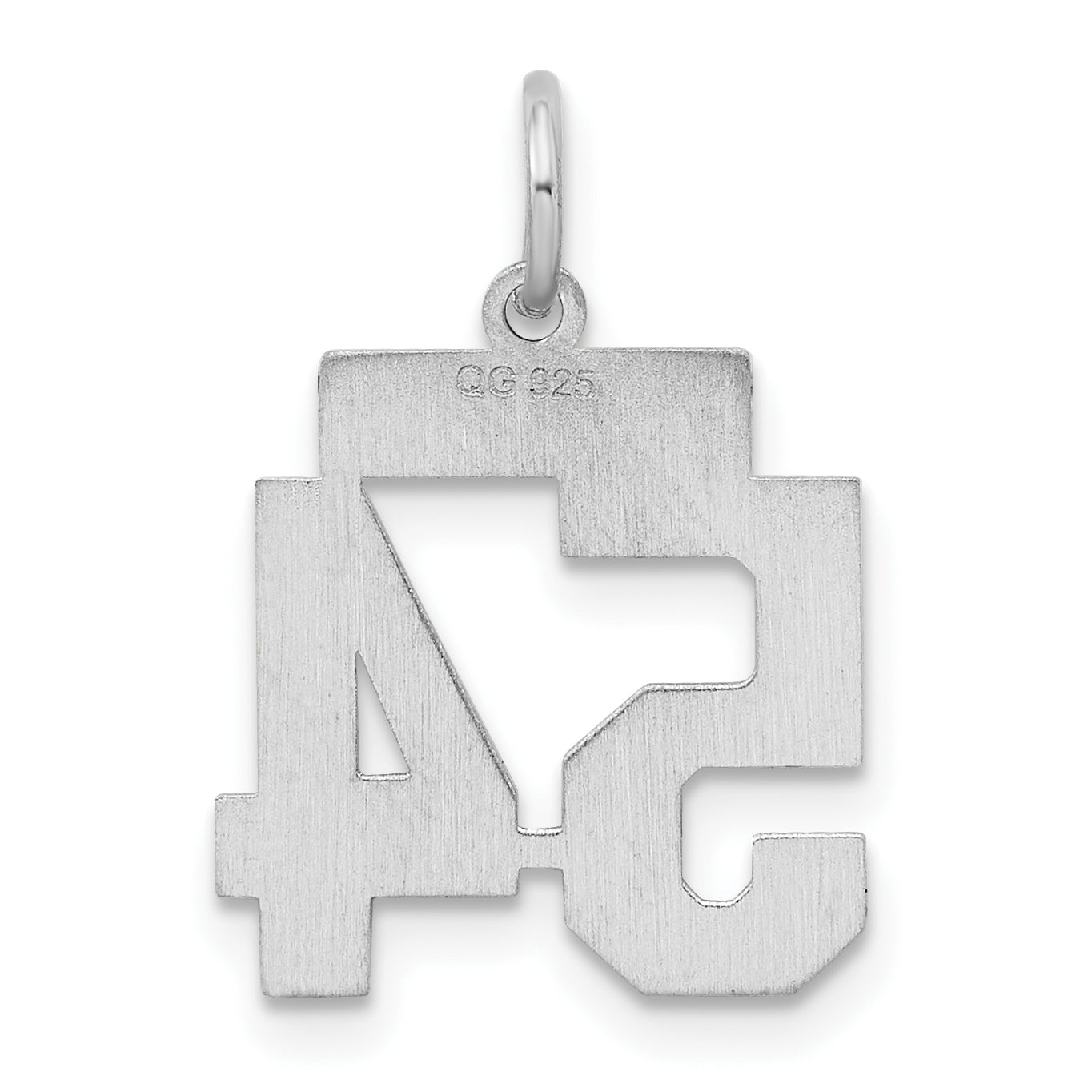 Sterling Silver Silver/Rhodium-Plated Satin Number 54 Charm