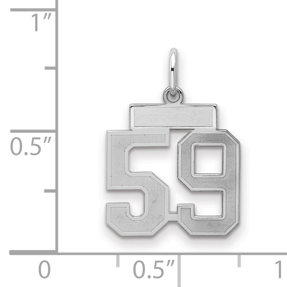 Sterling Silver Silver/Rhodium-Plated Satin Number 59 Charm