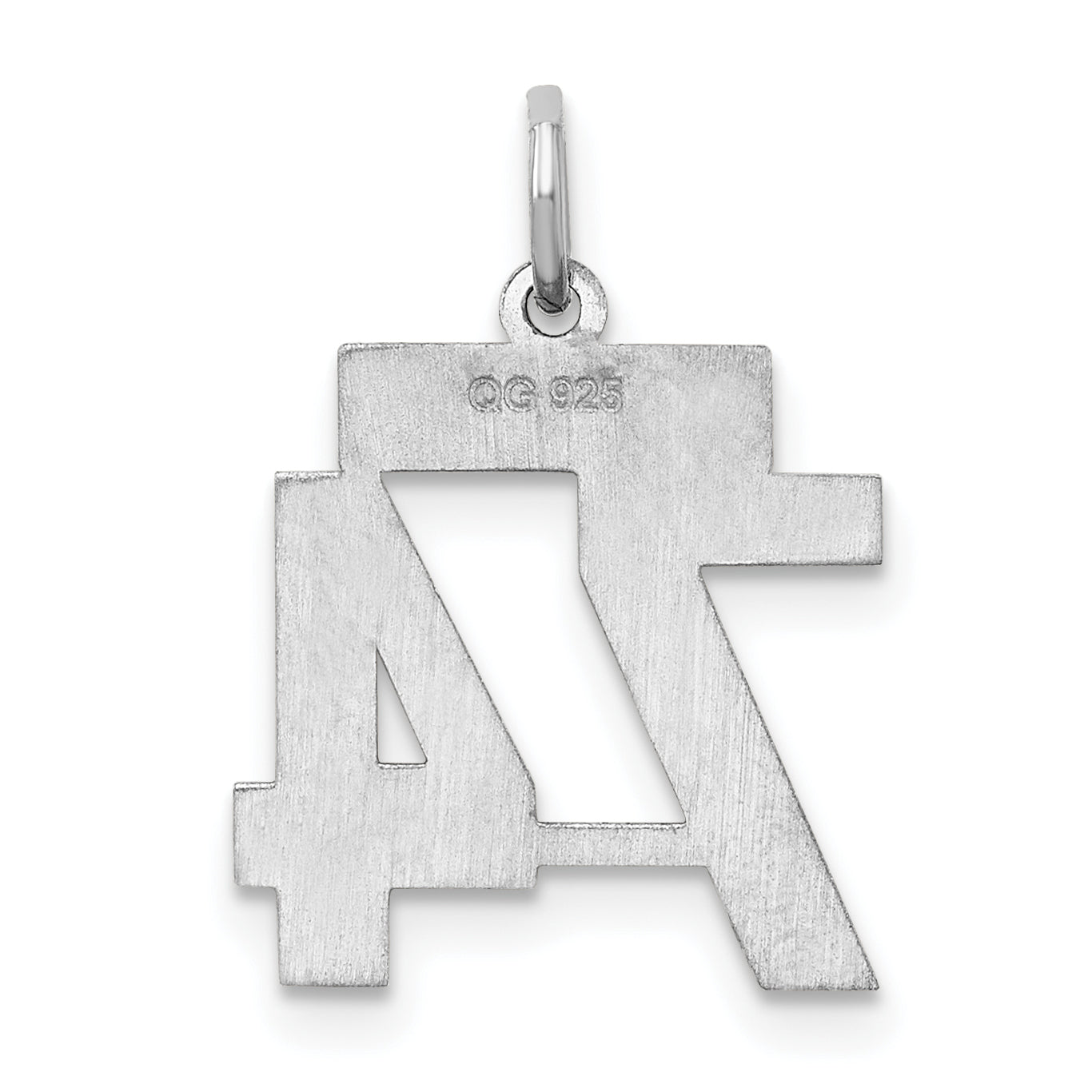 Sterling Silver Silver/Rhodium-Plated Satin Number 74 Charm