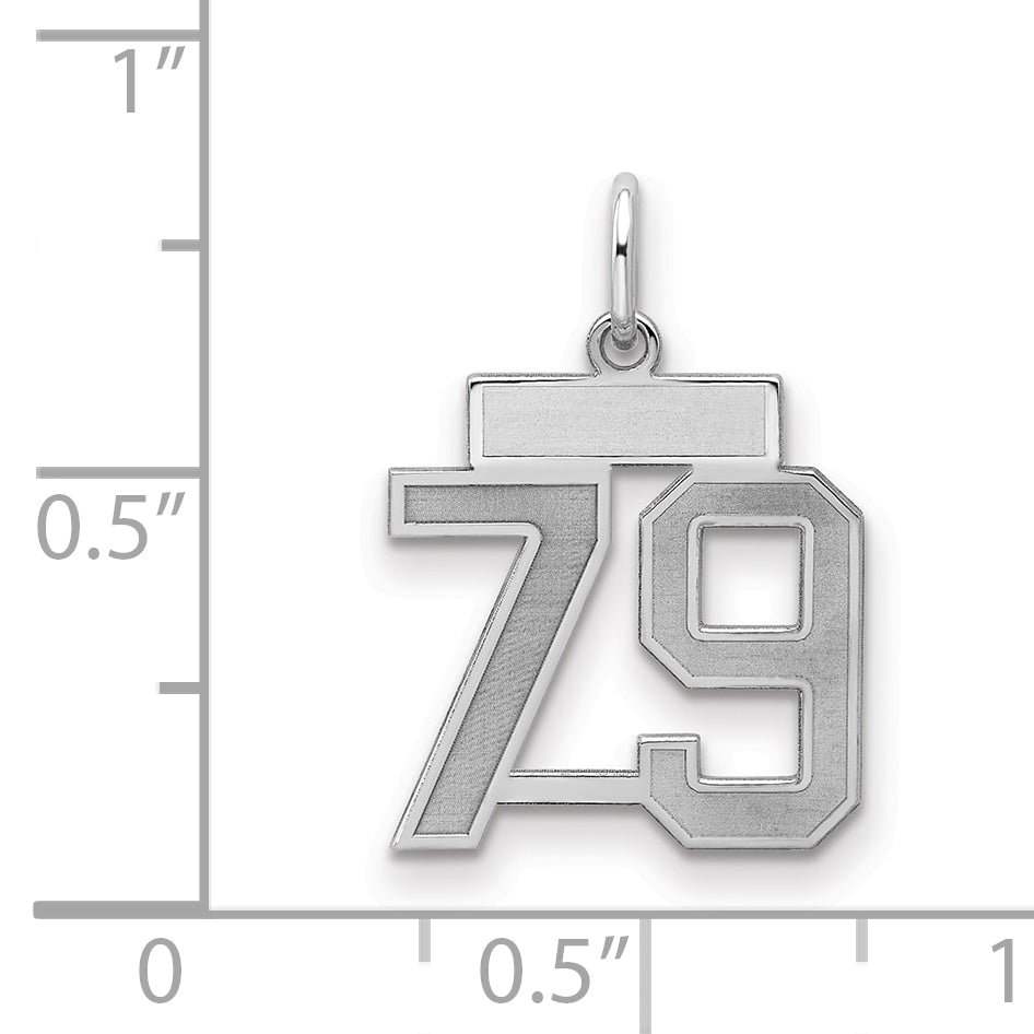 Sterling Silver Silver/Rhodium-Plated Satin Number 79 Charm