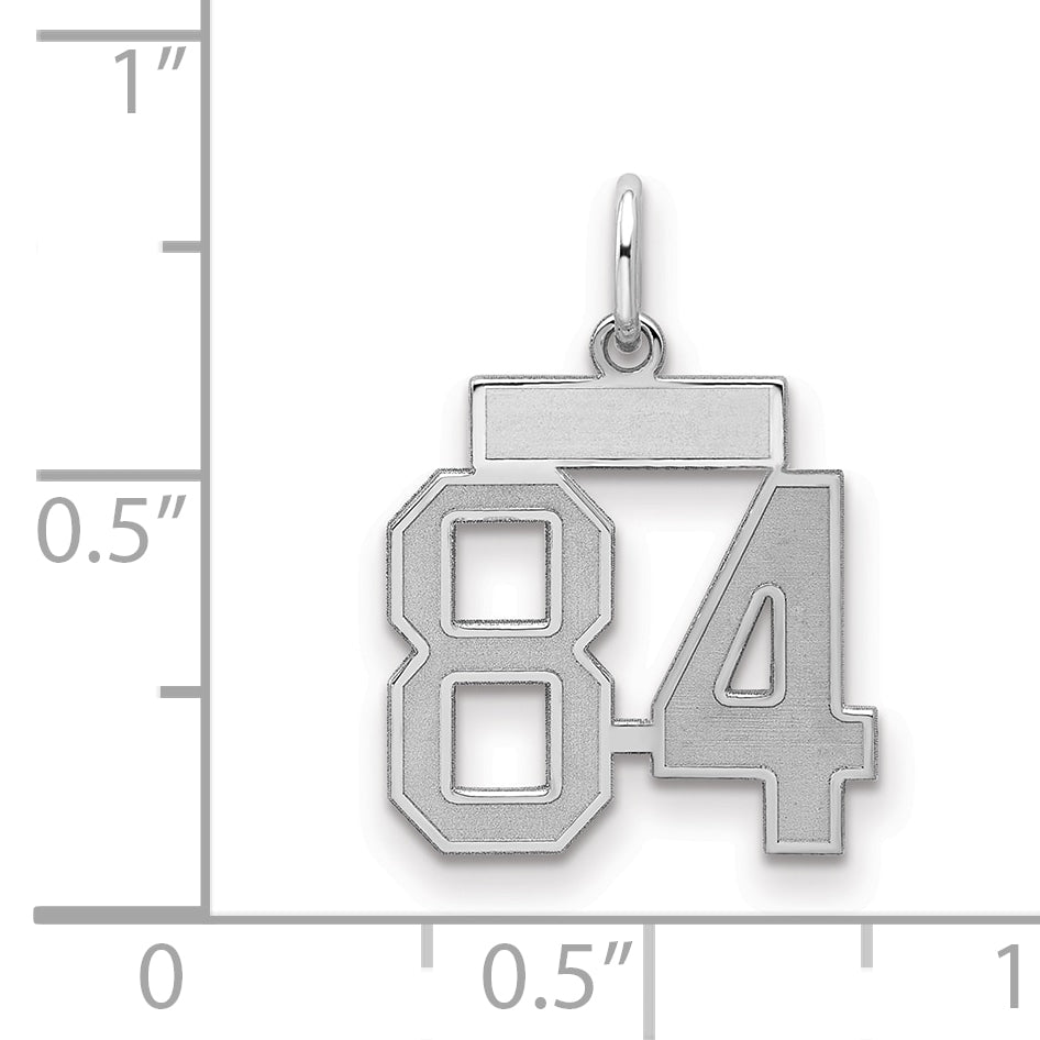 Sterling Silver Silver/Rhodium-Plated Satin Number 84 Charm