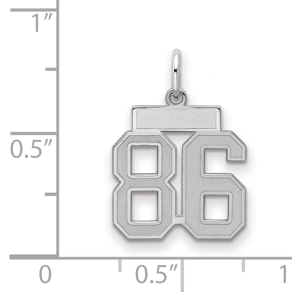 Sterling Silver Silver/Rhodium-Plated Satin Number 86 Charm
