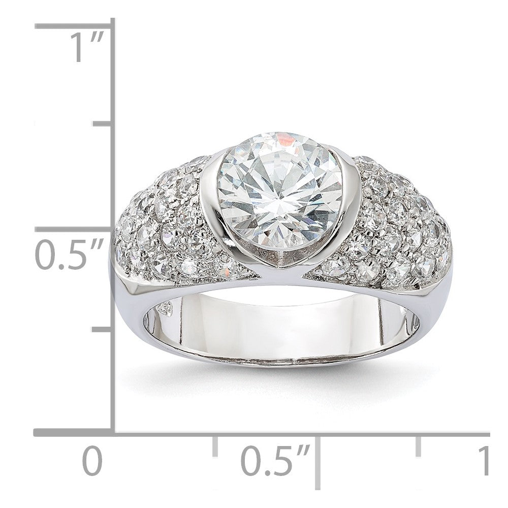 Sterling Silver Cz Domed Ring