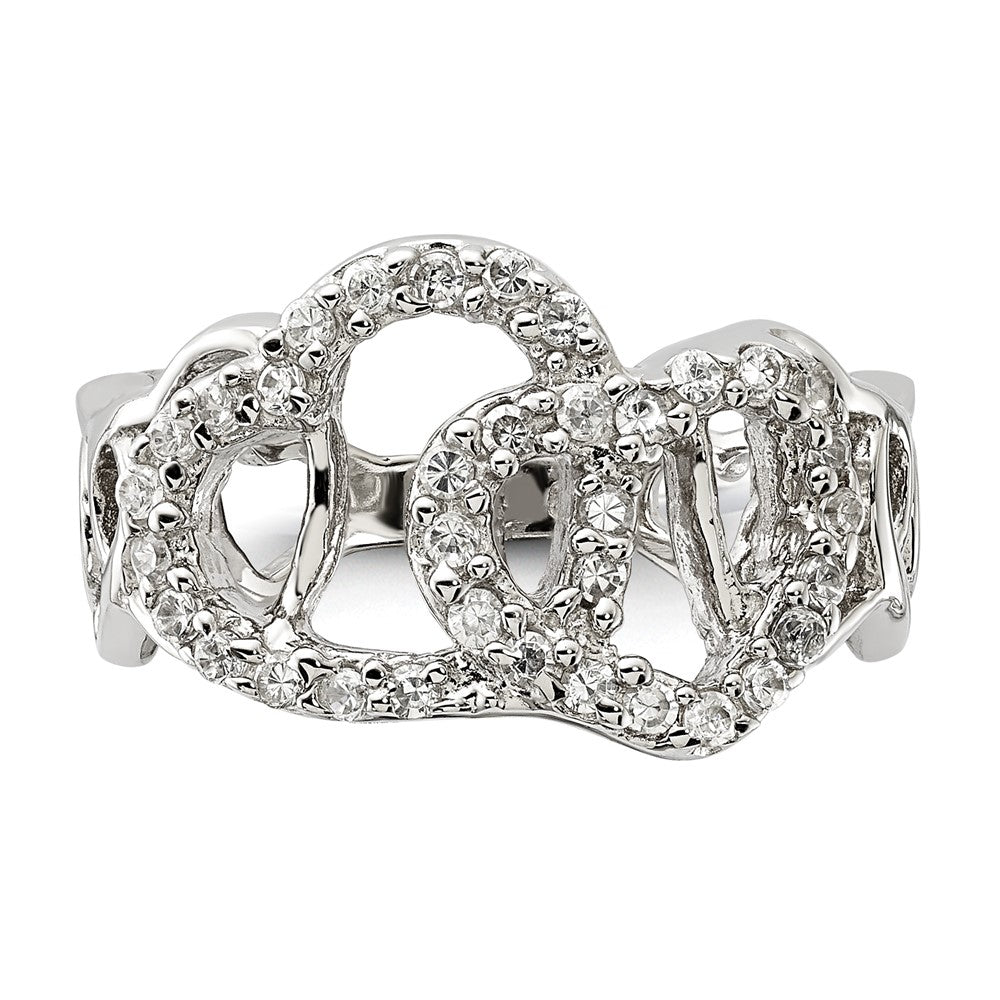 Sterling Silver Polished Cz Heart Ring