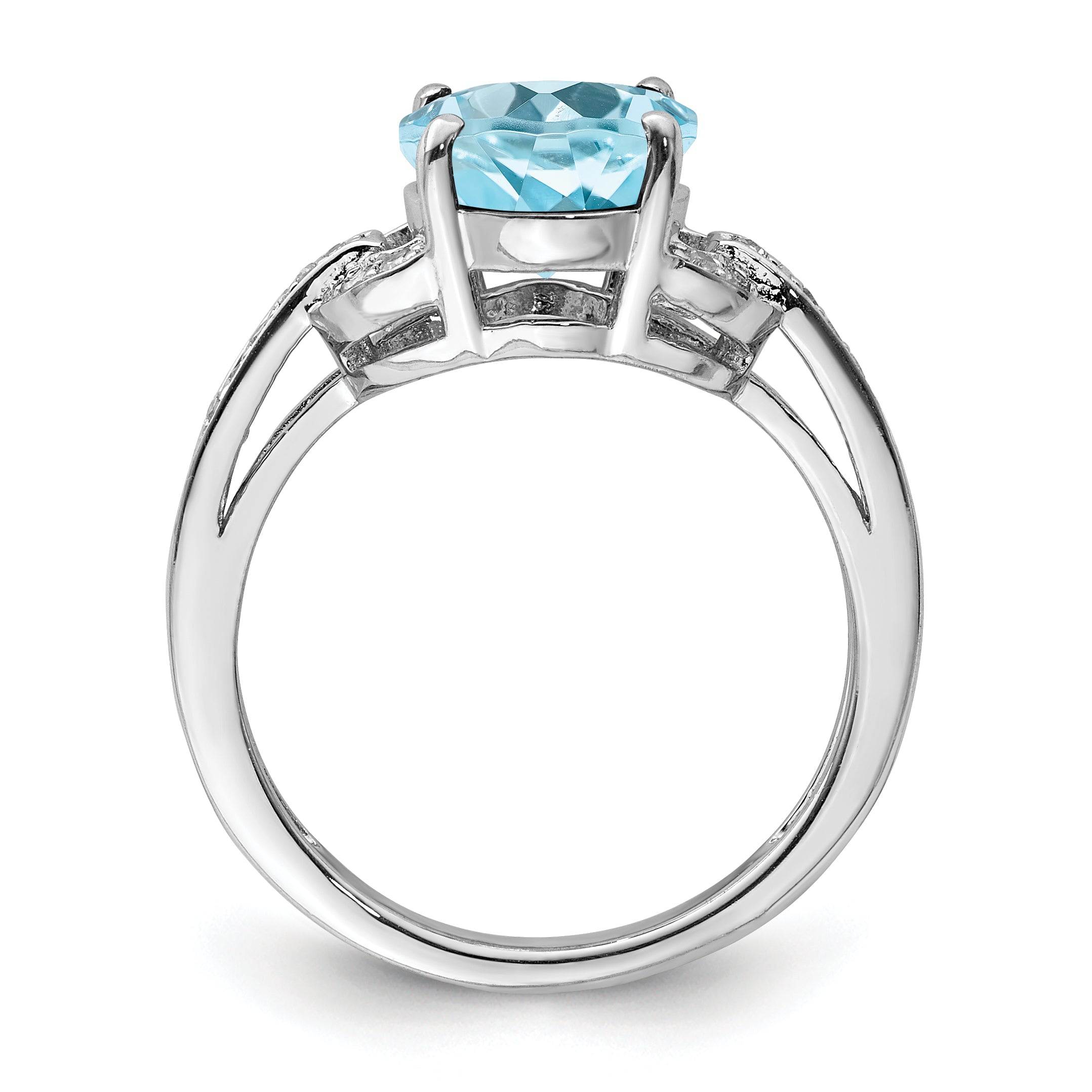 Sterling Silver Rhodium Diamond & Sky Blue Topaz Ring (Size 7 Only)