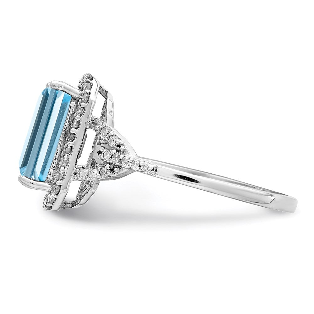 Sterling Silver Rhodium Diamond & Sky Blue Topaz Ring (Size 9 Only)