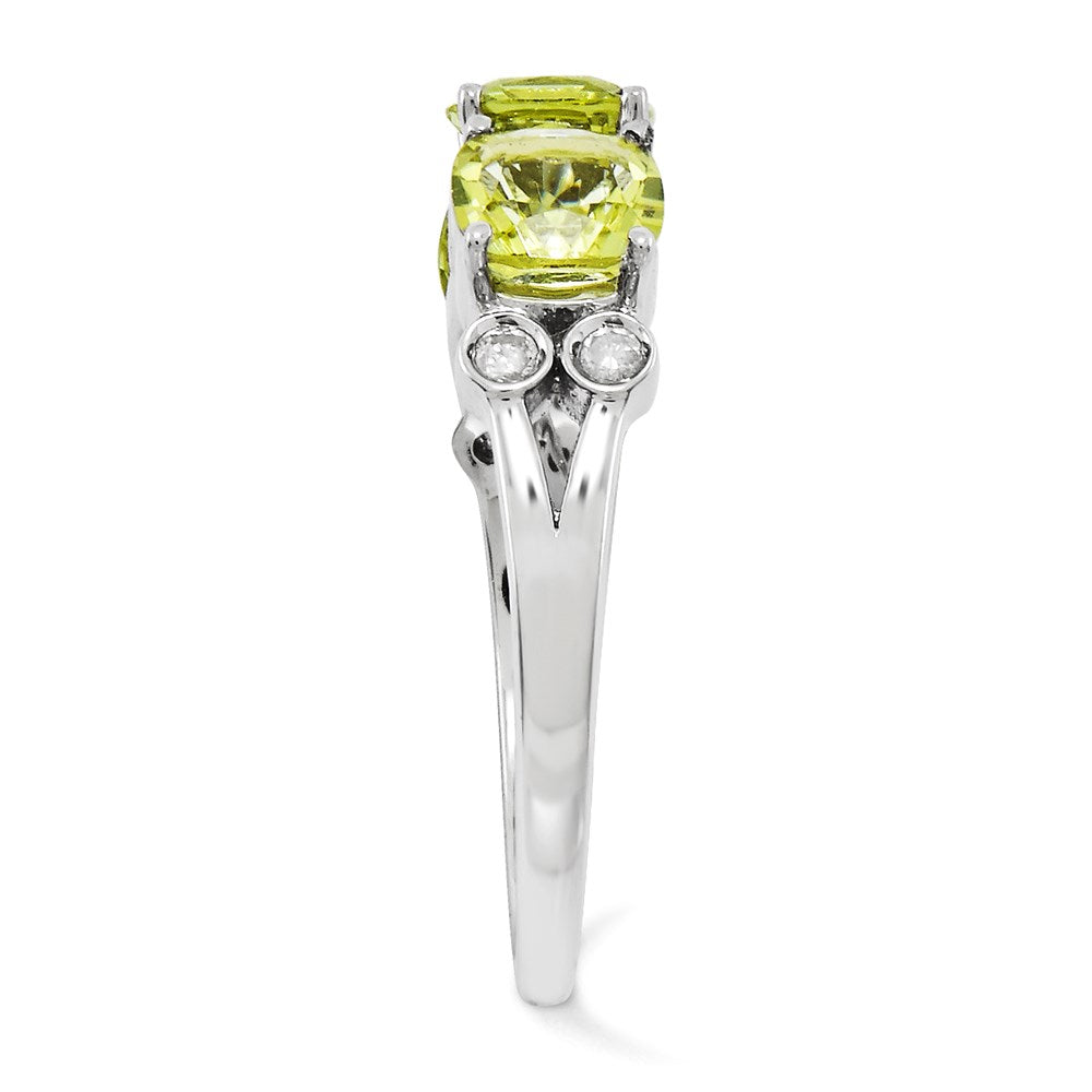 Sterling Silver Rhodium Plated Diamond & Lemon Quartz Ring