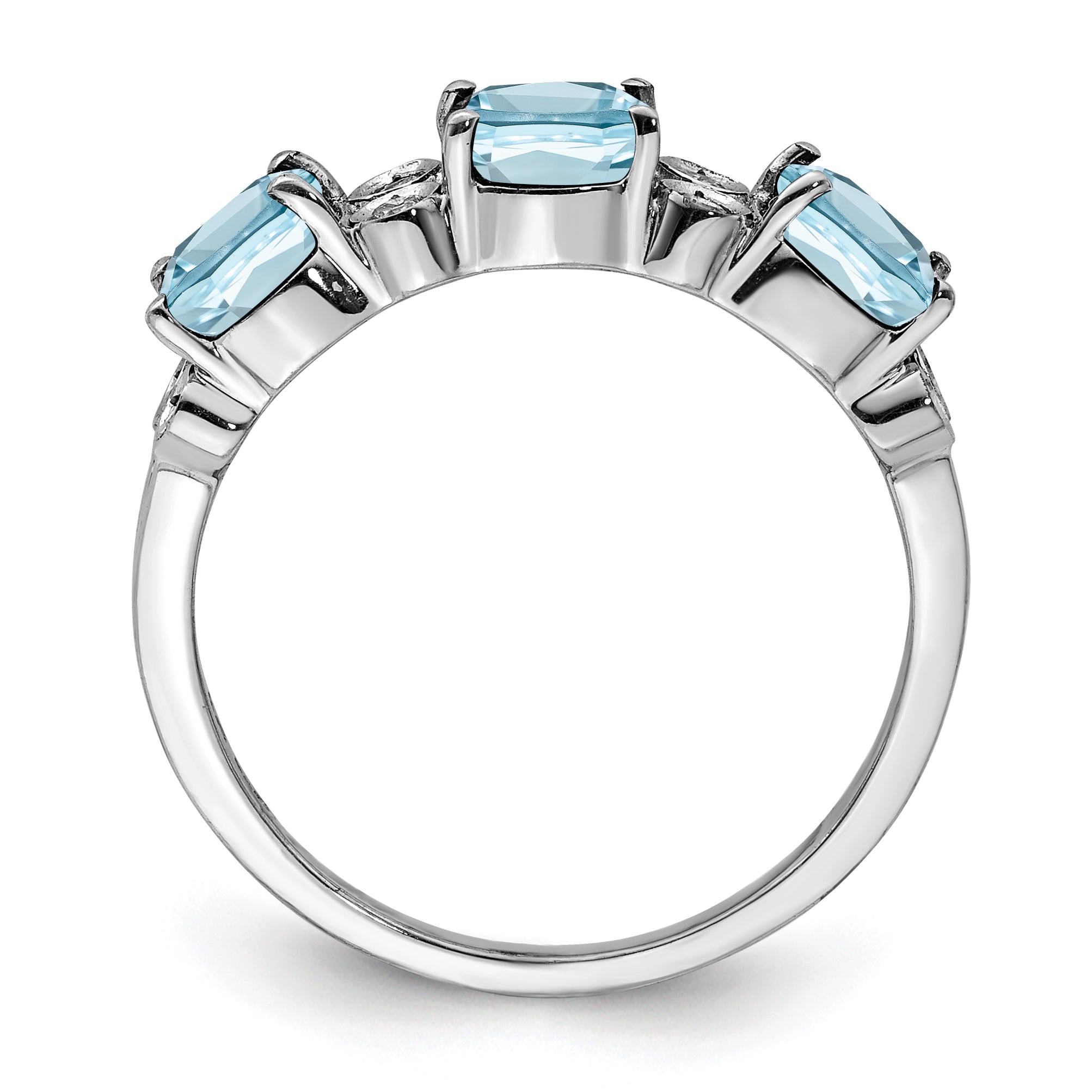 Sterling Silver Rhodium Diamond & Sky Blue Topaz Ring (Size 7 Only)