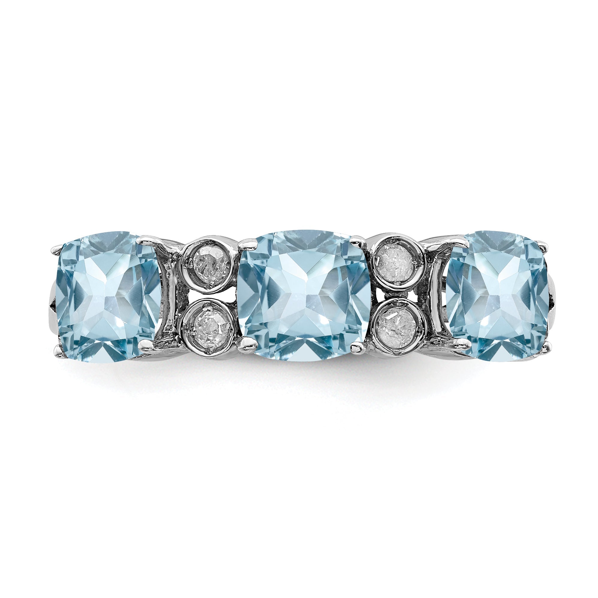 Sterling Silver Rhodium Diamond & Sky Blue Topaz Ring (Size 7 Only)