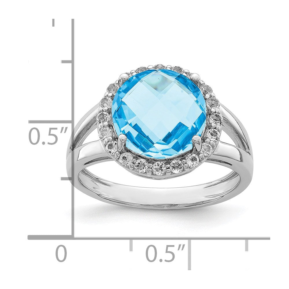 Sterling Silver Rhodium Blue & White Topaz Ring (Size 7 Only)