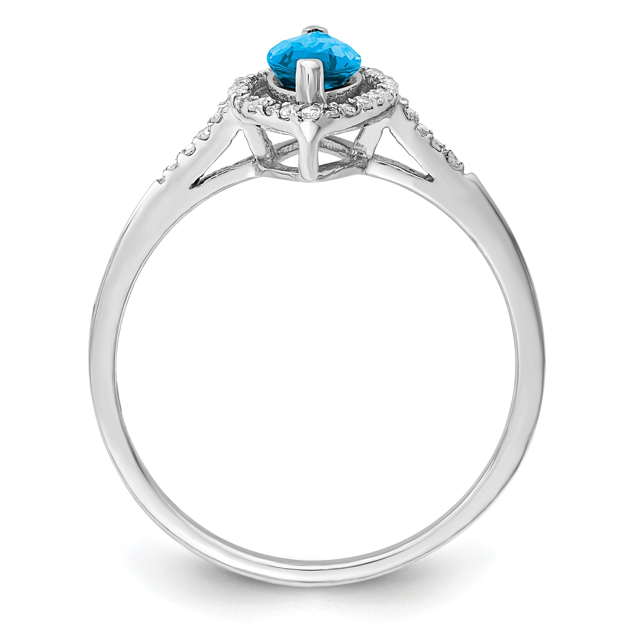 Sterling Silver Rhodium Blue Topaz & Diamond Ring (Size 6 Only)