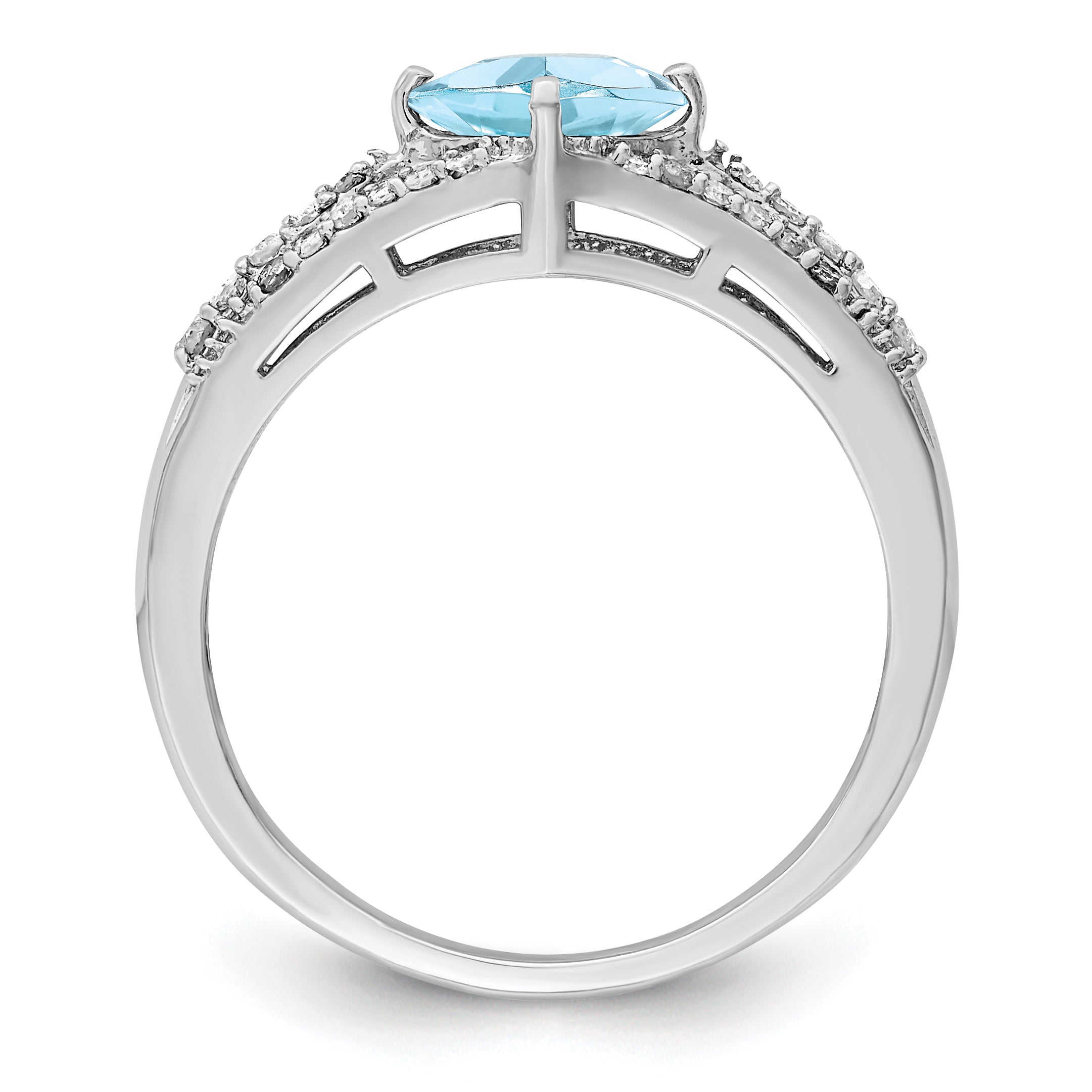 Sterling Silver Rhodium Diamond & Sky Blue Topaz Ring (Size 6 Only)