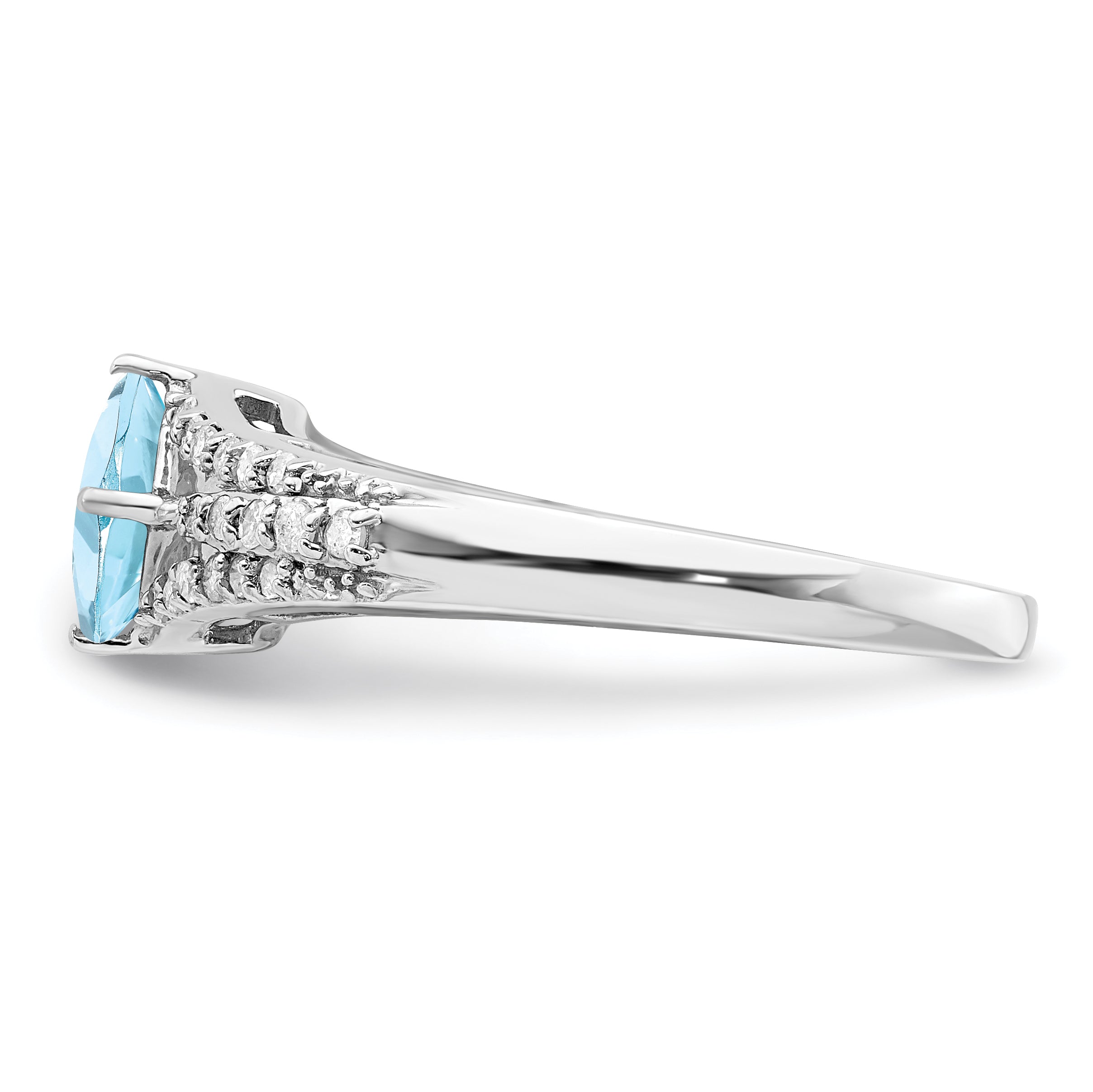 Sterling Silver Rhodium Diamond & Sky Blue Topaz Ring (Size 6 Only)