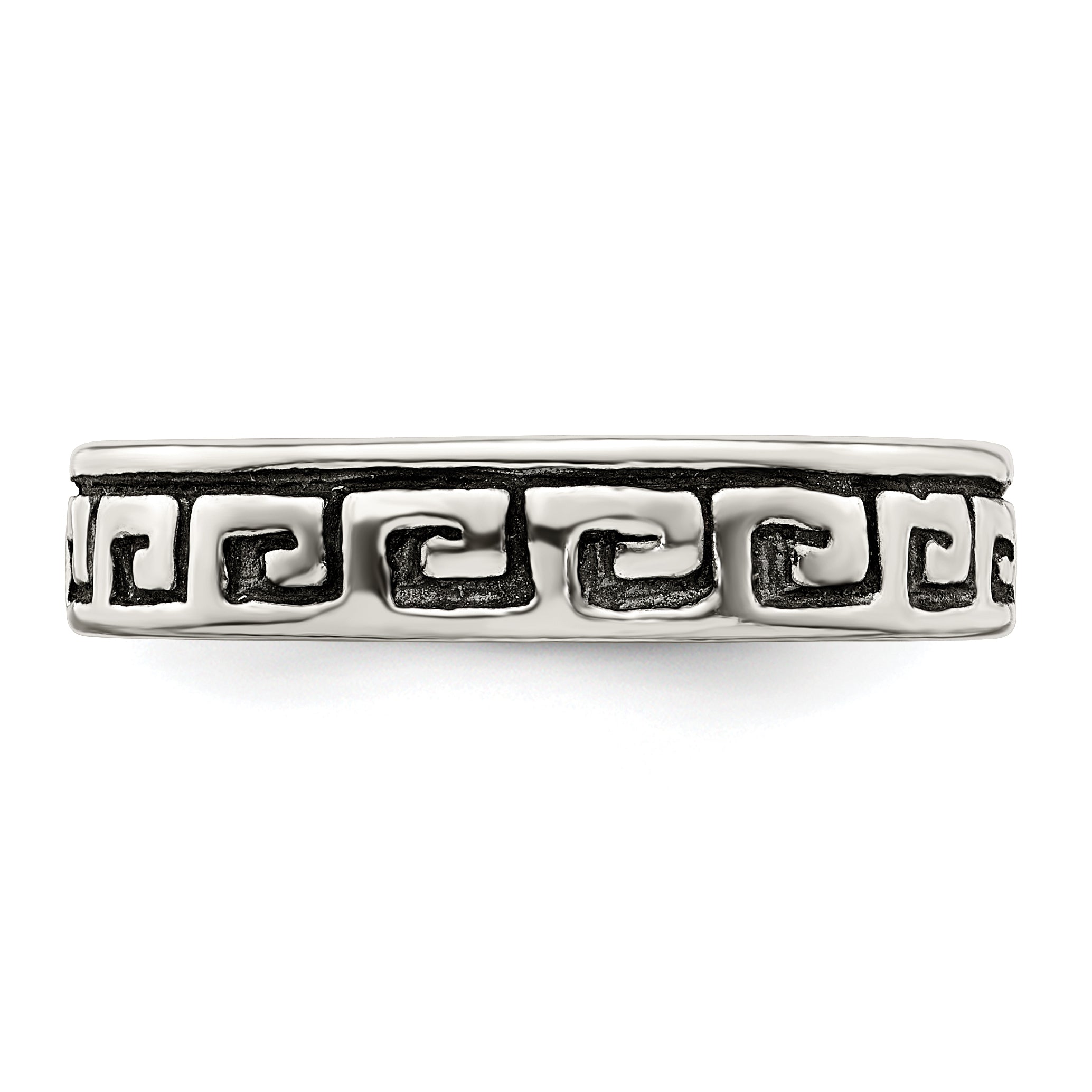 Sterling Silver Greek Key Antiqued Band