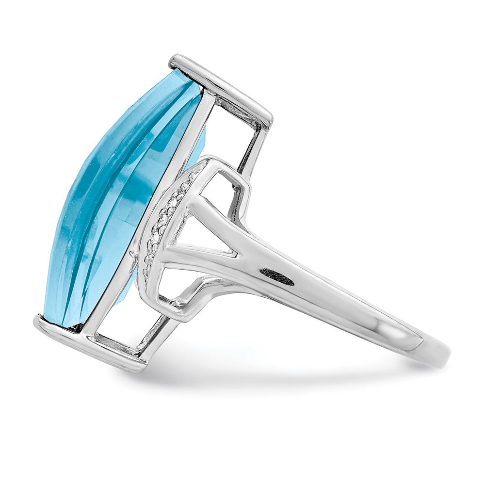 Sterling Silver Rhodium Sky Blue Topaz & Diamond Ring (Size 7 Only)