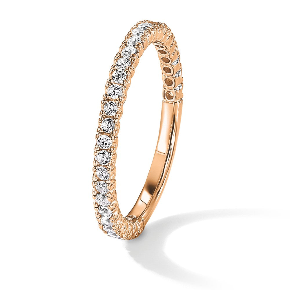 Sterling Silver Shimmer Rose Tone Flash Gold Plated 28 Stone Cz Band