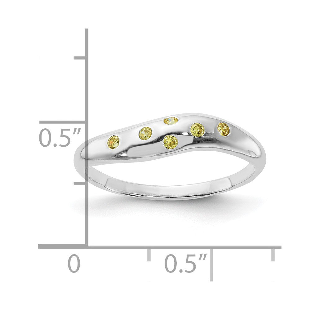 Sterling Silver Yellow Cz Ring