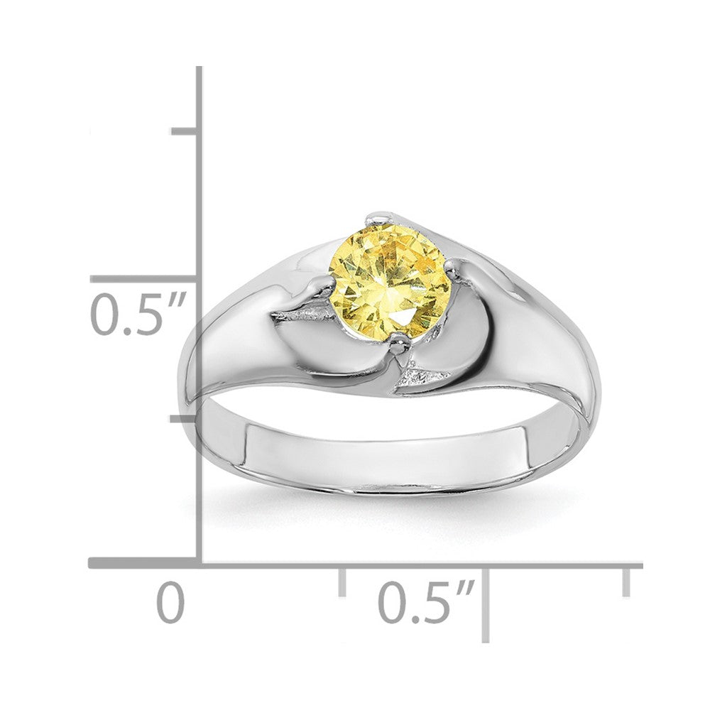 Sterling Silver Yellow Round Cz Ring