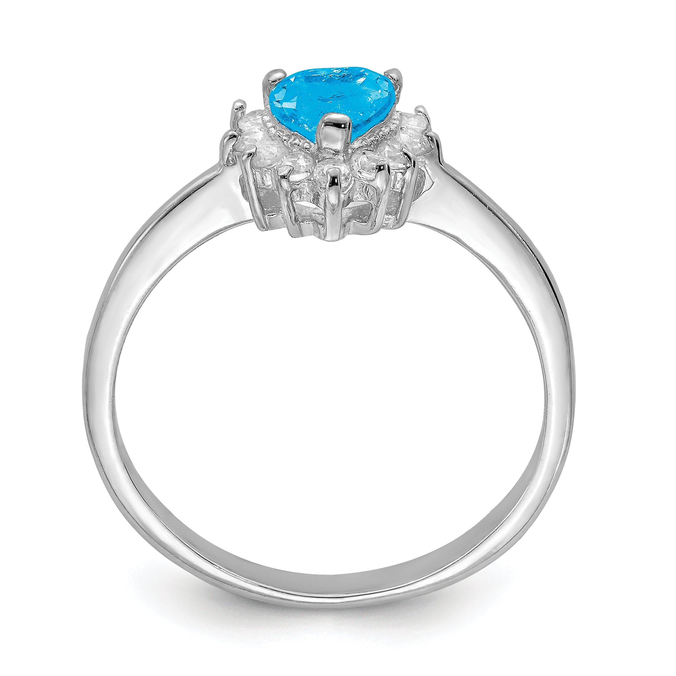 Sterling Silver Rhodium Blue Topaz Ring (Size 7 Only)