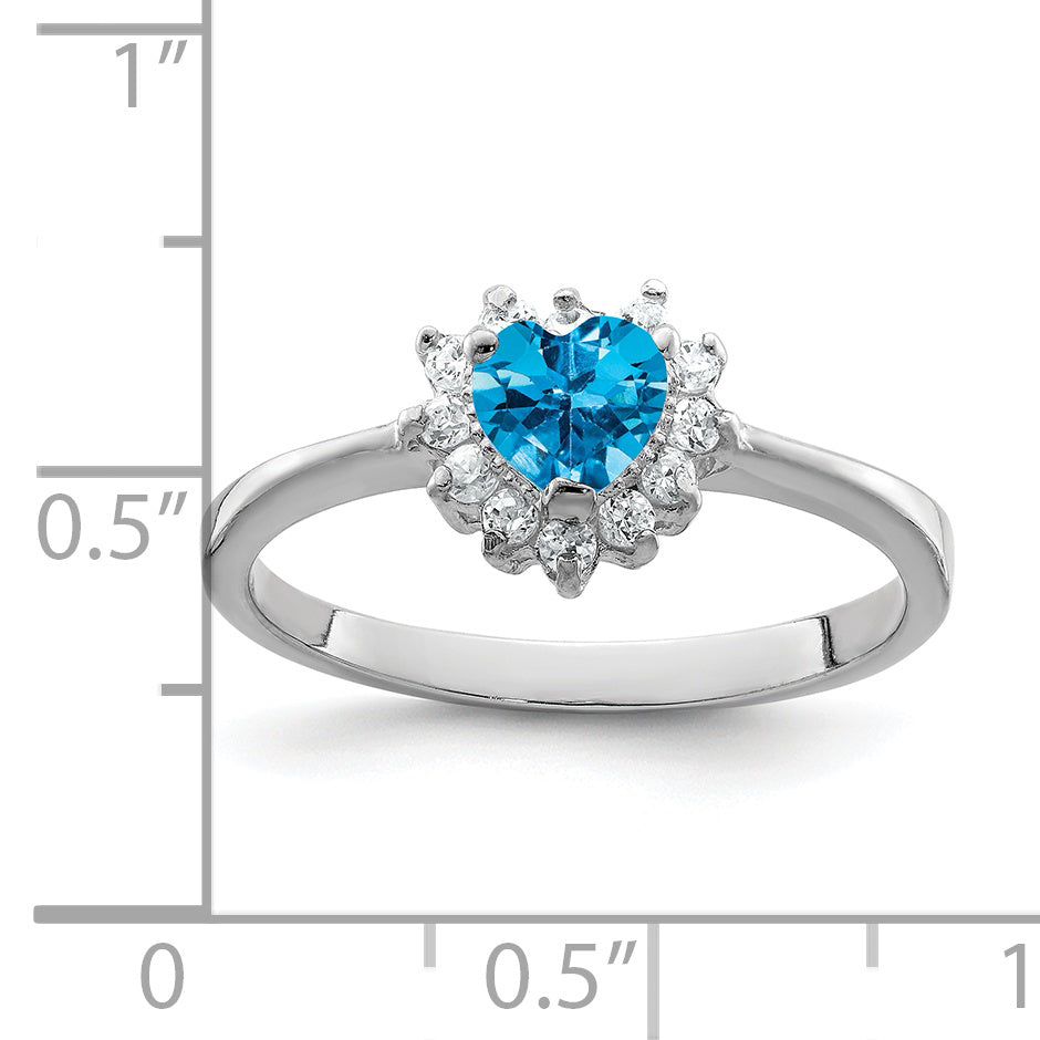 Sterling Silver Rhodium Blue Topaz Ring (Size 7 Only)