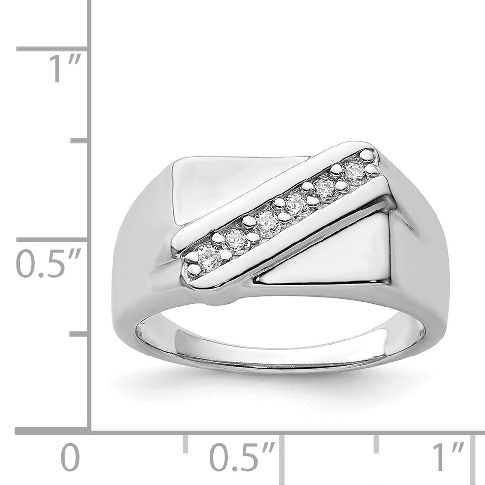 Sterling Silver Rhodium Plated Fancy Cz Ring