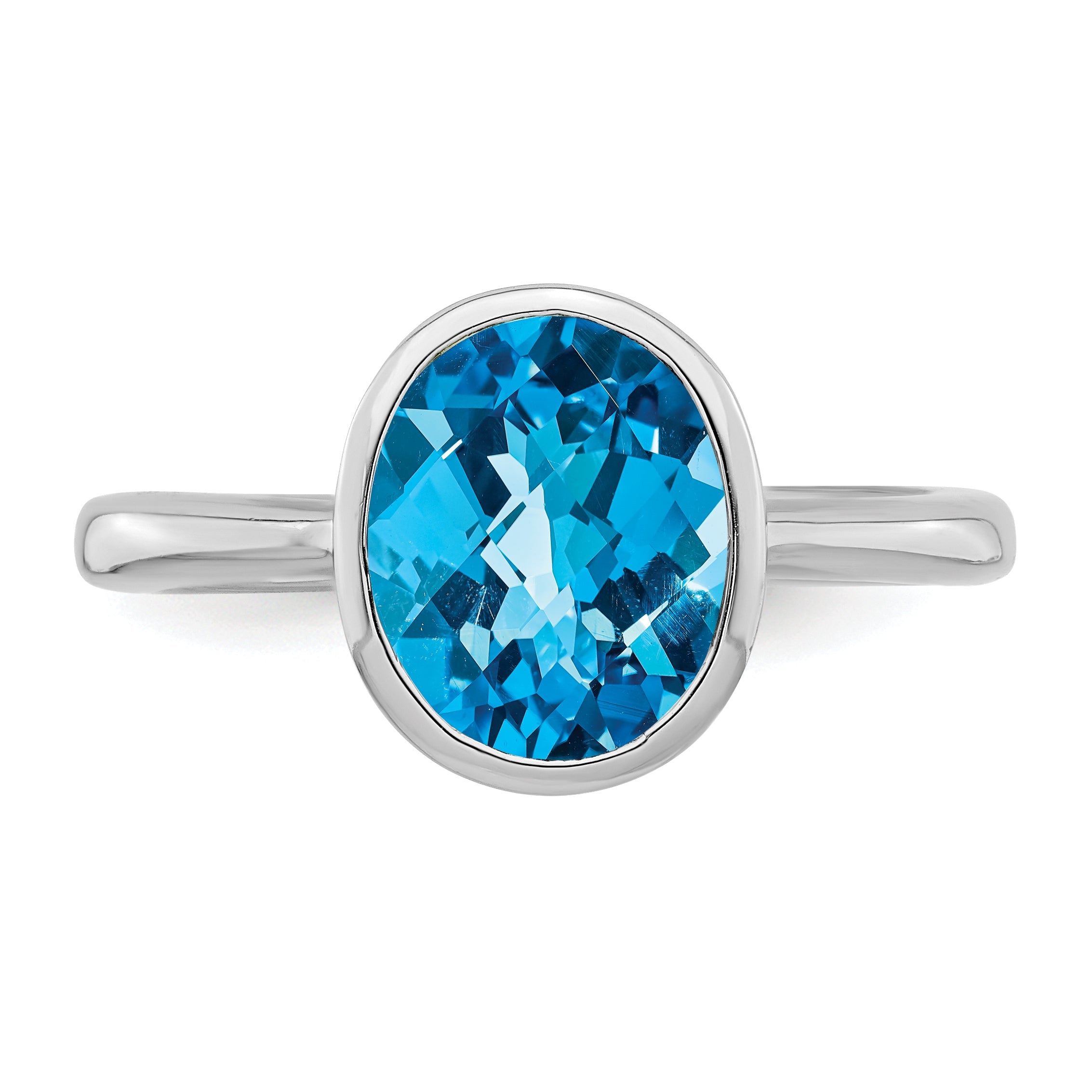 Sterling Silver Rhodium Blue Topaz Ring (Size 9 Only)