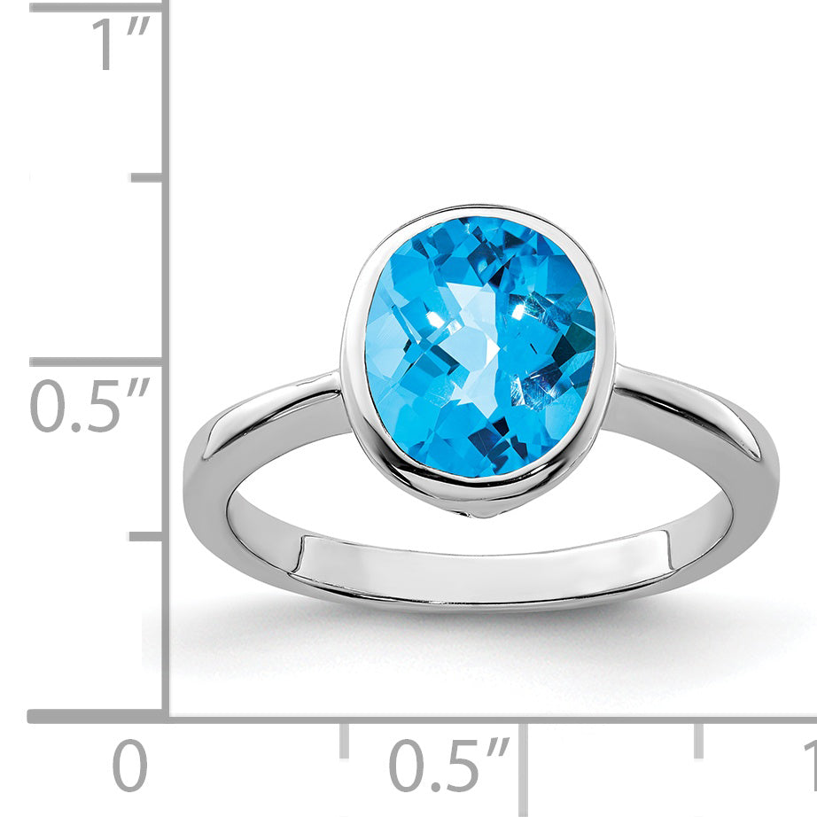 Sterling Silver Rhodium Blue Topaz Ring (Size 9 Only)