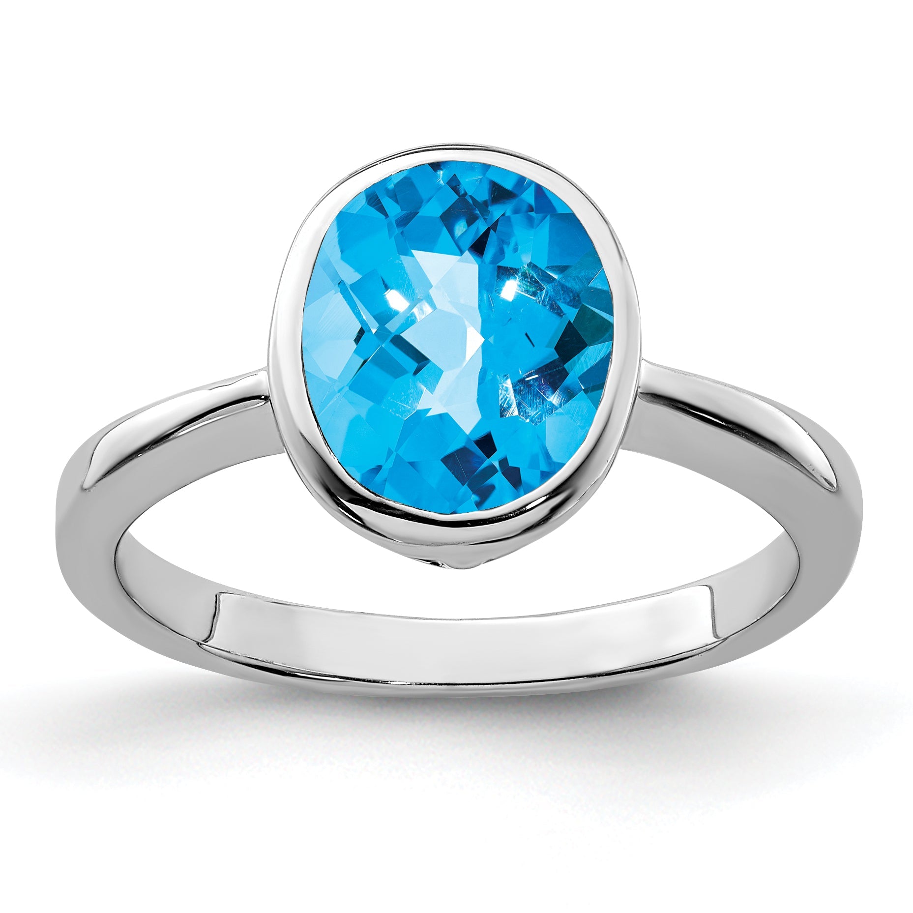 Sterling Silver Rhodium Blue Topaz Ring (Size 9 Only)