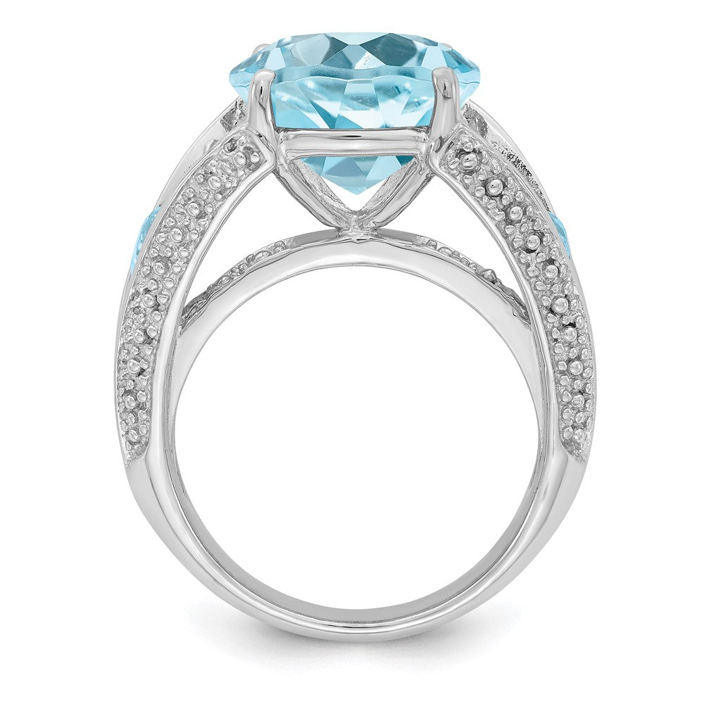 Sterling Silver Rhodium Lt. Swiss Blue Topaz Ring (Size 8 Only)
