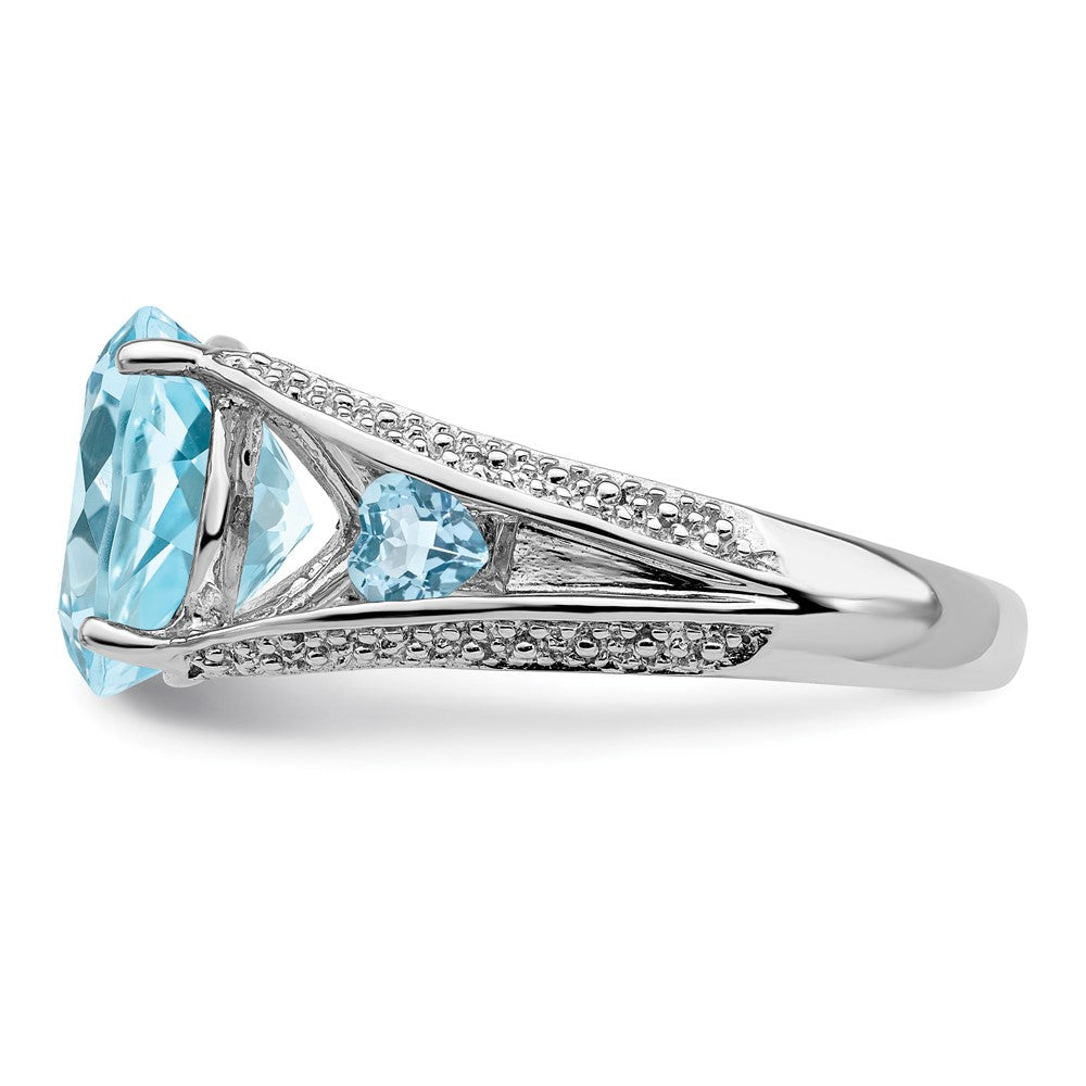 Sterling Silver Rhodium Lt. Swiss Blue Topaz Ring (Size 8 Only)