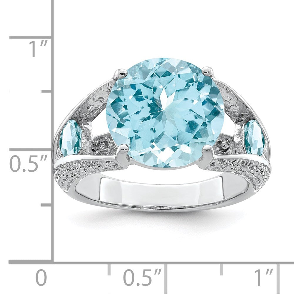 Sterling Silver Rhodium Lt. Swiss Blue Topaz Ring (Size 8 Only)