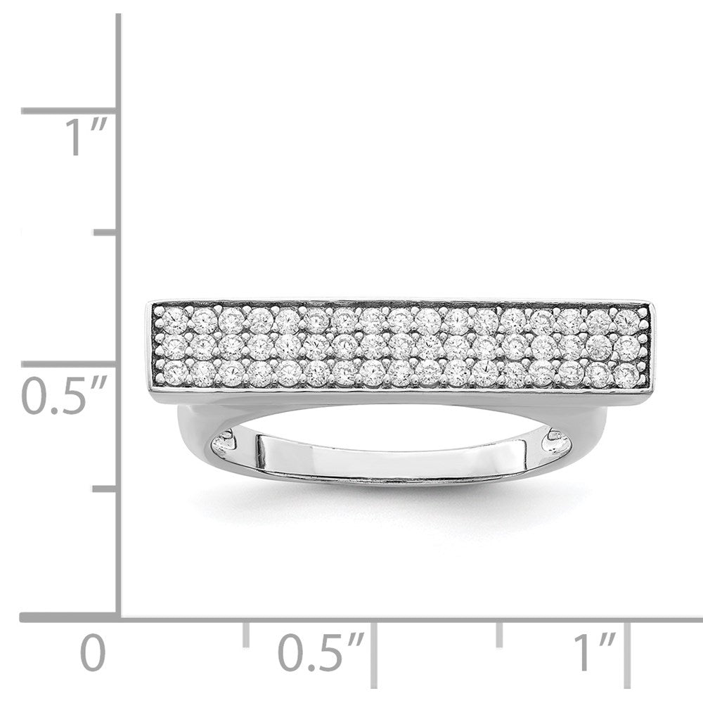 Sterling Silver Rhodium Plated Cz Ring