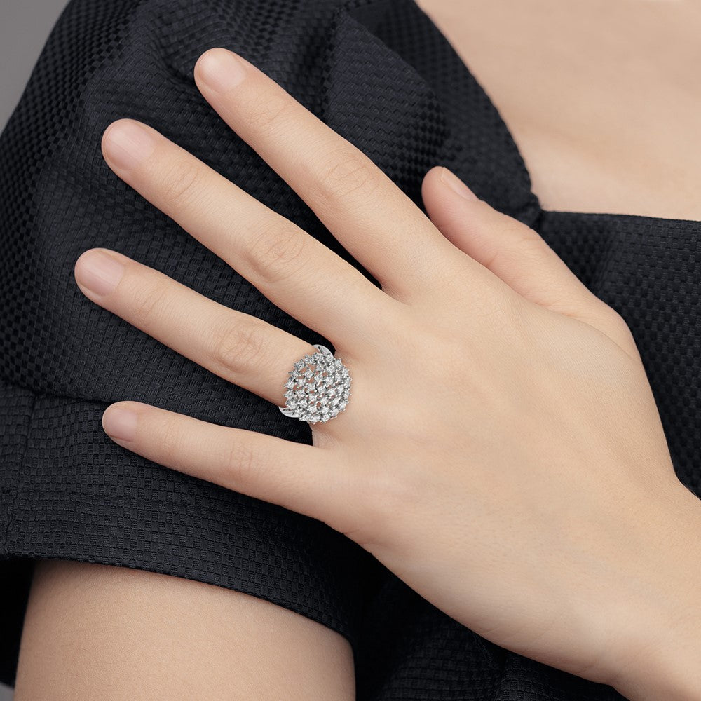 Sterling Silver Rhodium Plated Cz Ring