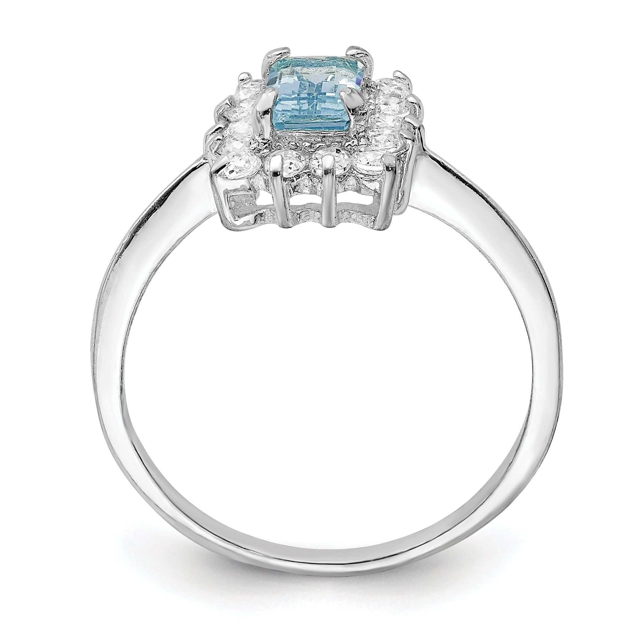 Sterling Silver Rhodium Blue Topaz Ring (Size 8 Only)