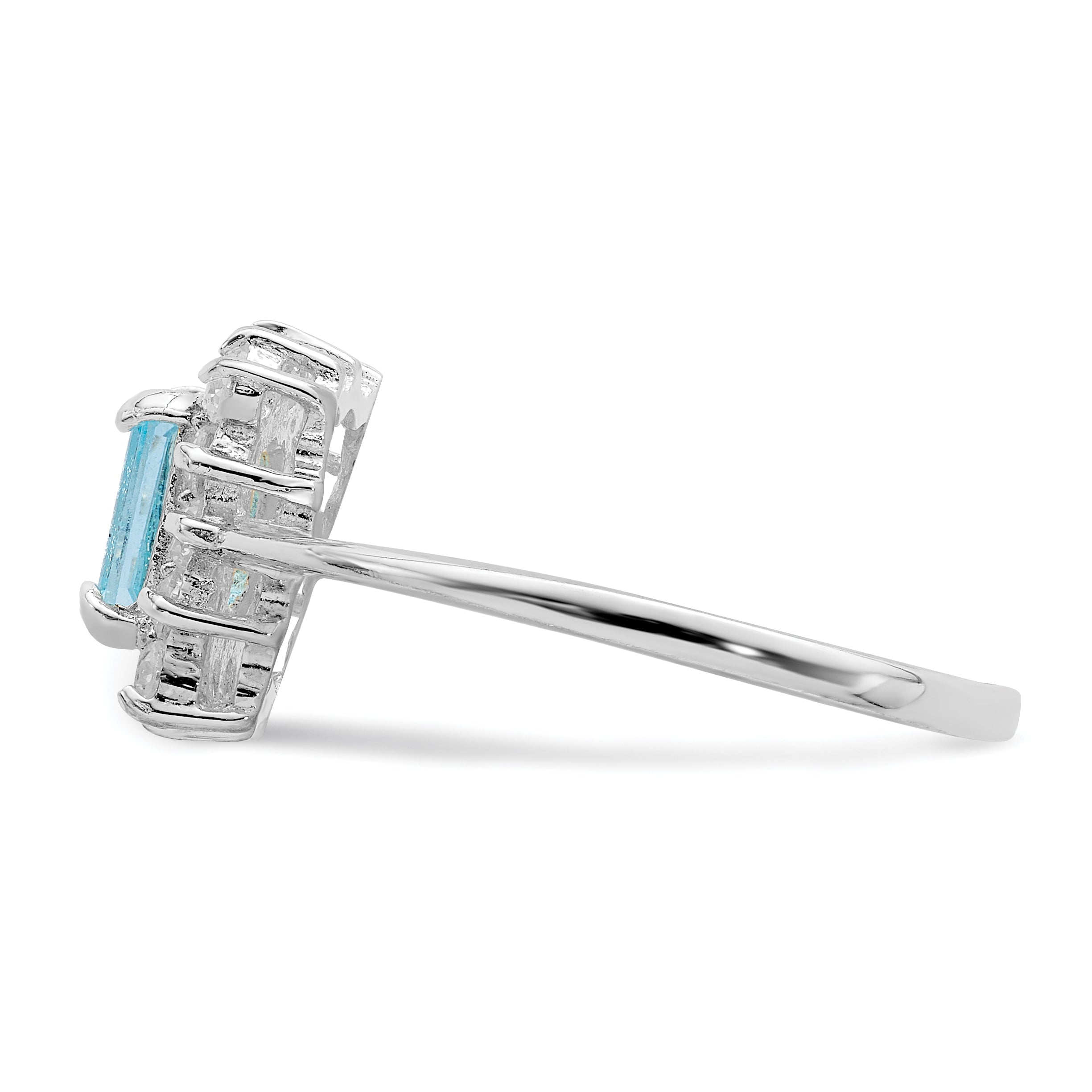 Sterling Silver Rhodium Blue Topaz Ring (Size 8 Only)