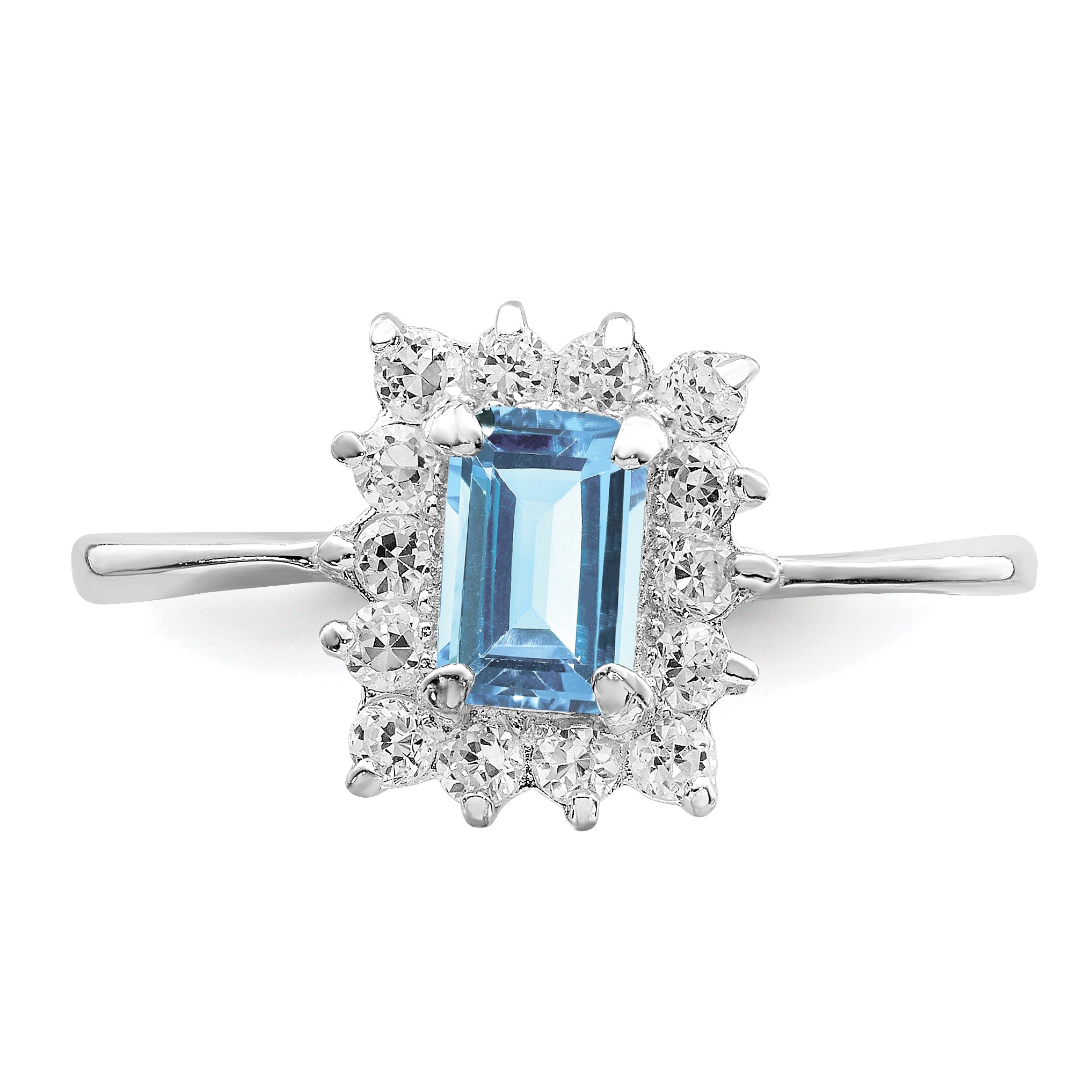 Sterling Silver Rhodium Blue Topaz Ring (Size 8 Only)