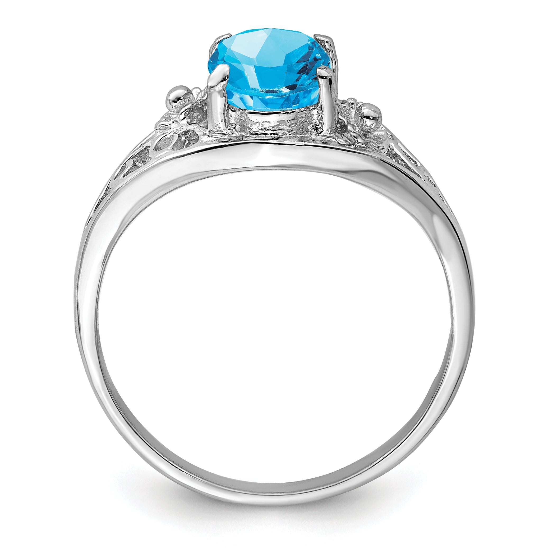 Sterling Silver Rhodium Blue Topaz Ring (Size 8 Only)
