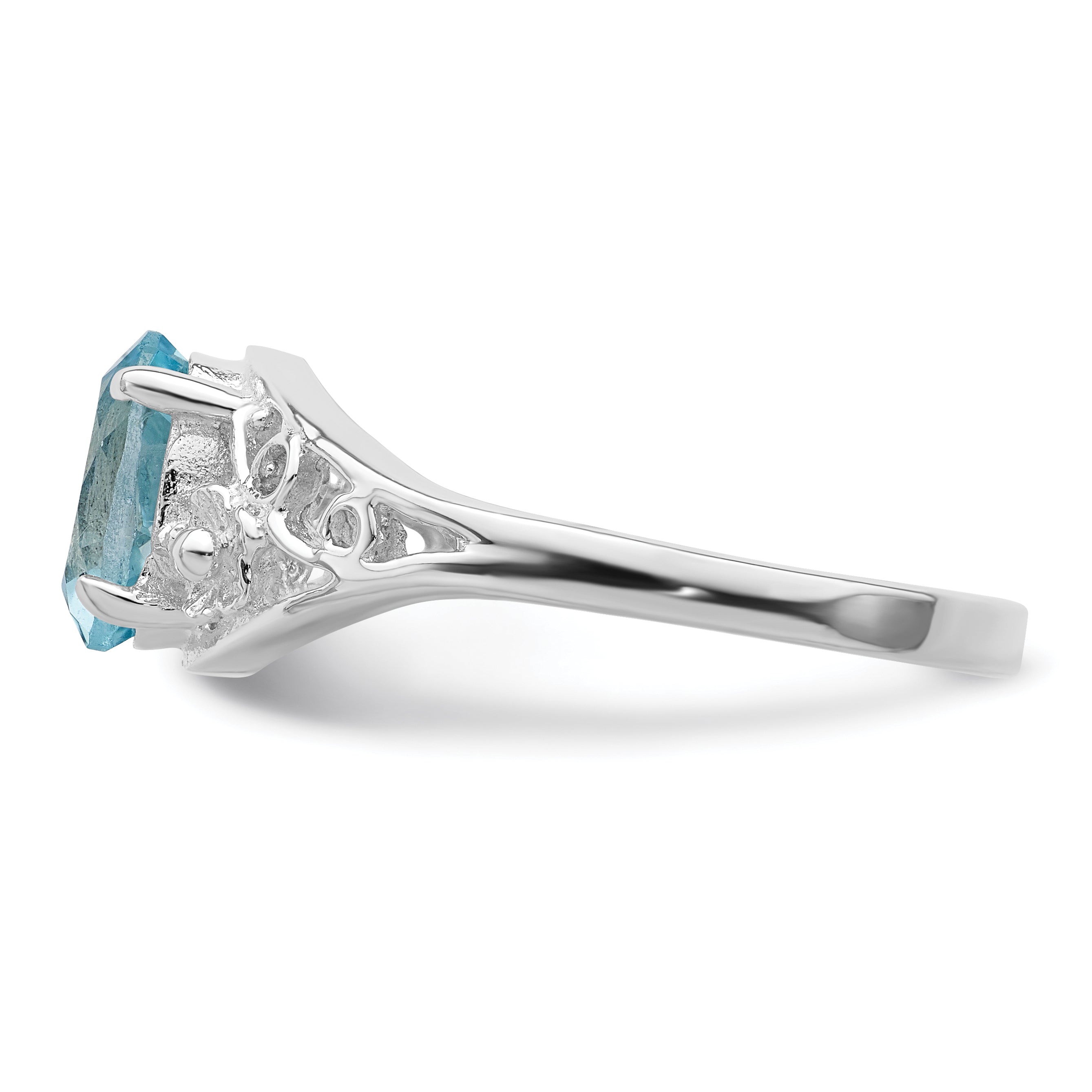 Sterling Silver Rhodium Blue Topaz Ring (Size 8 Only)