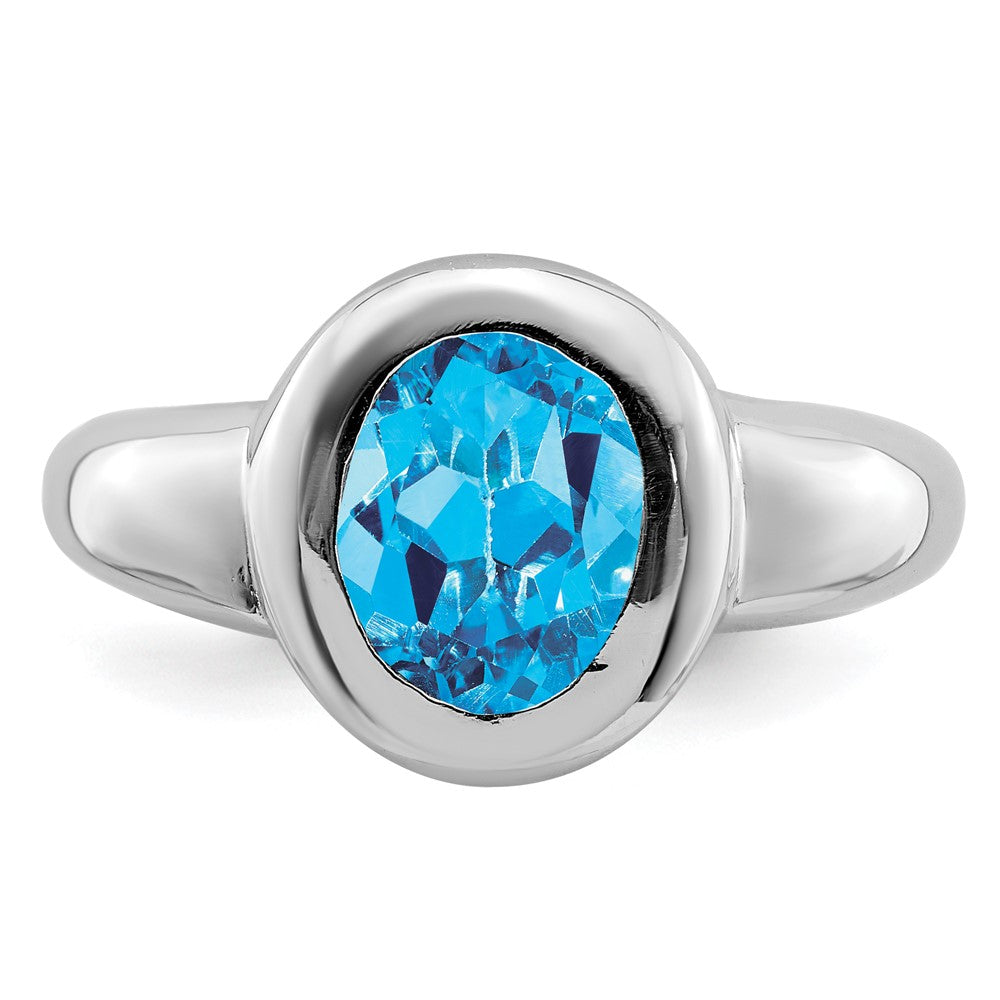 Sterling Silver Rhodium Blue Topaz Ring (Size 8 Only)