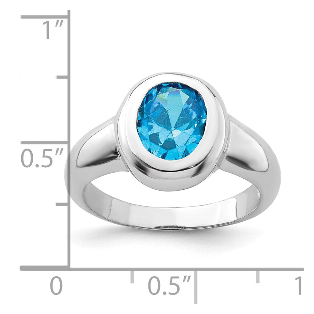 Sterling Silver Rhodium Blue Topaz Ring (Size 8 Only)