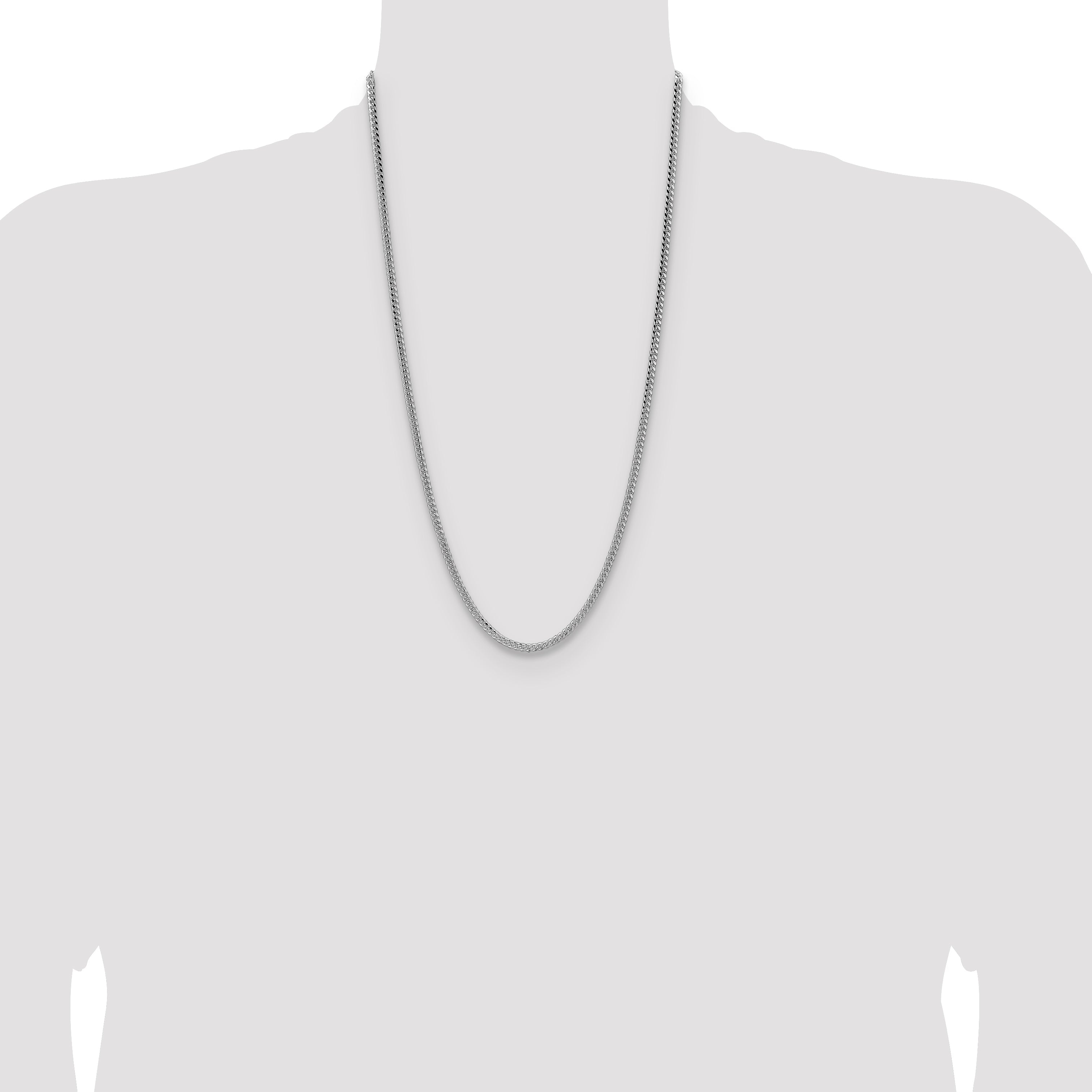 26 Inch Sterling Silver 3.25mm Domed Curb Chain Necklace