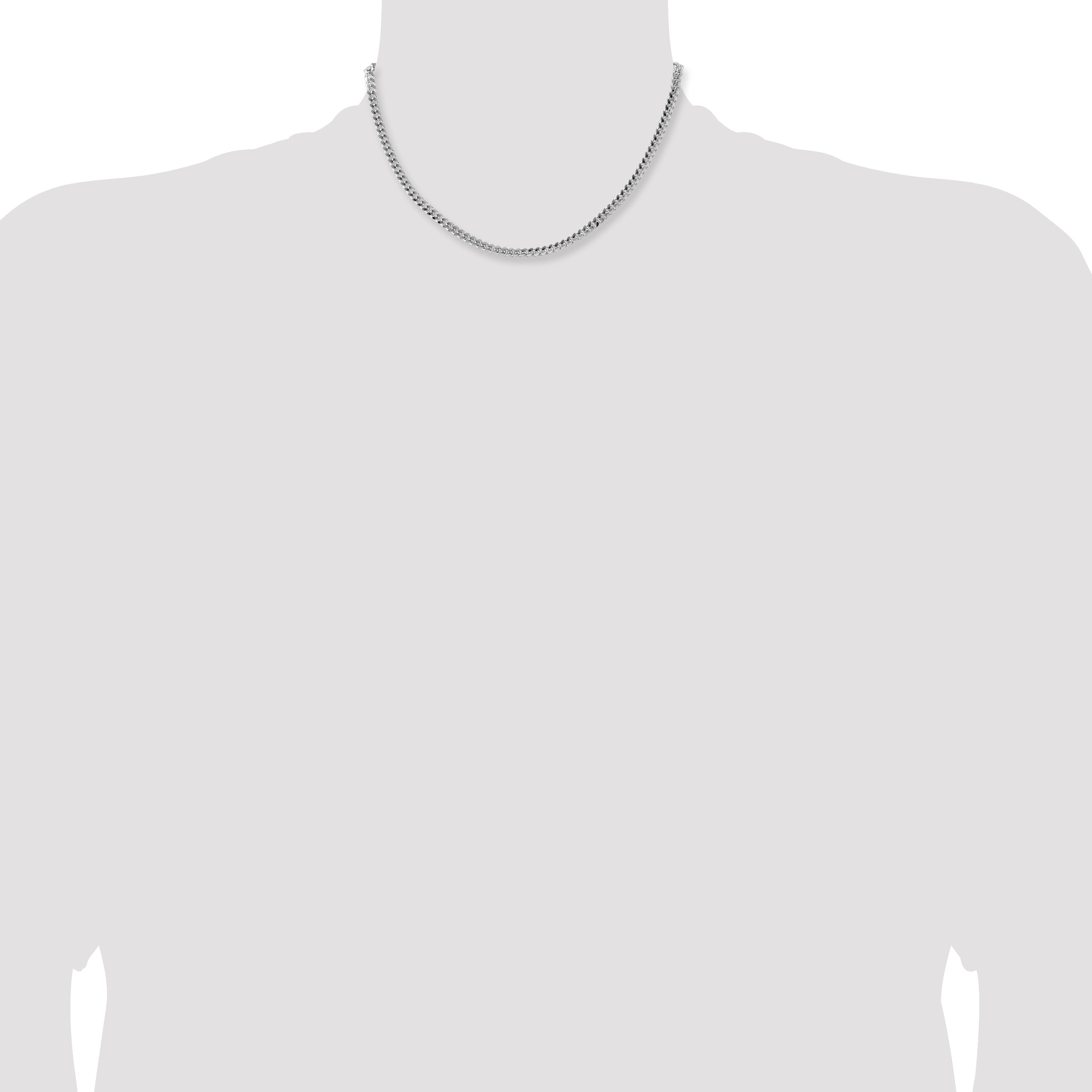 16 Inch Sterling Silver 4mm Domed W/ Side D/C Curb Chain Necklace