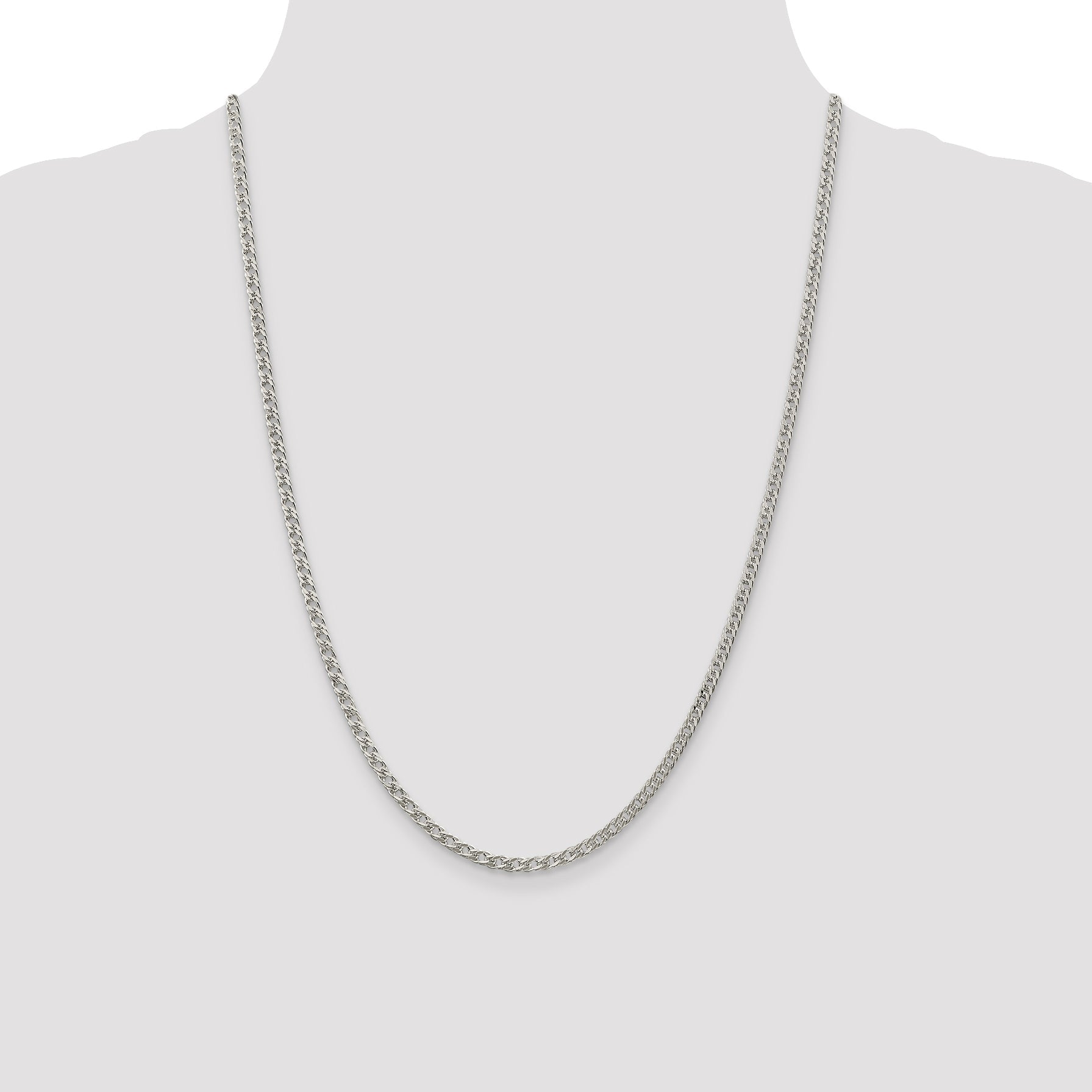 24 Inch Sterling Silver 3.3mm Rambo Chain Necklace