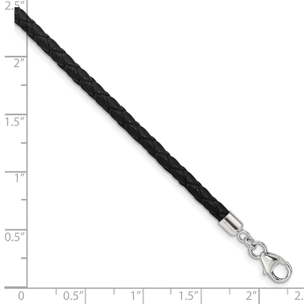 14 Inch Ss Reflections Black Leather Rh-Plated 14In W/2In Ext Choker/Wrap Bracelet