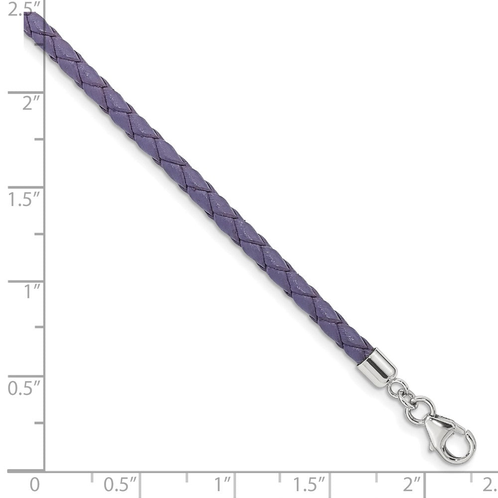 14 Inch Ss Reflections Purple Leather Rh-Plated 14In W/2In Ext Choker/Wrap Bracelet