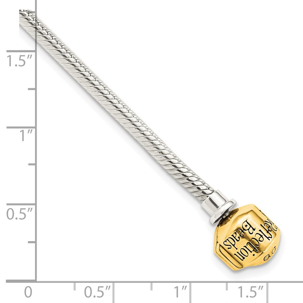 7.75 Inch Ss & 14K Reflections Clasp Bead Bracelet