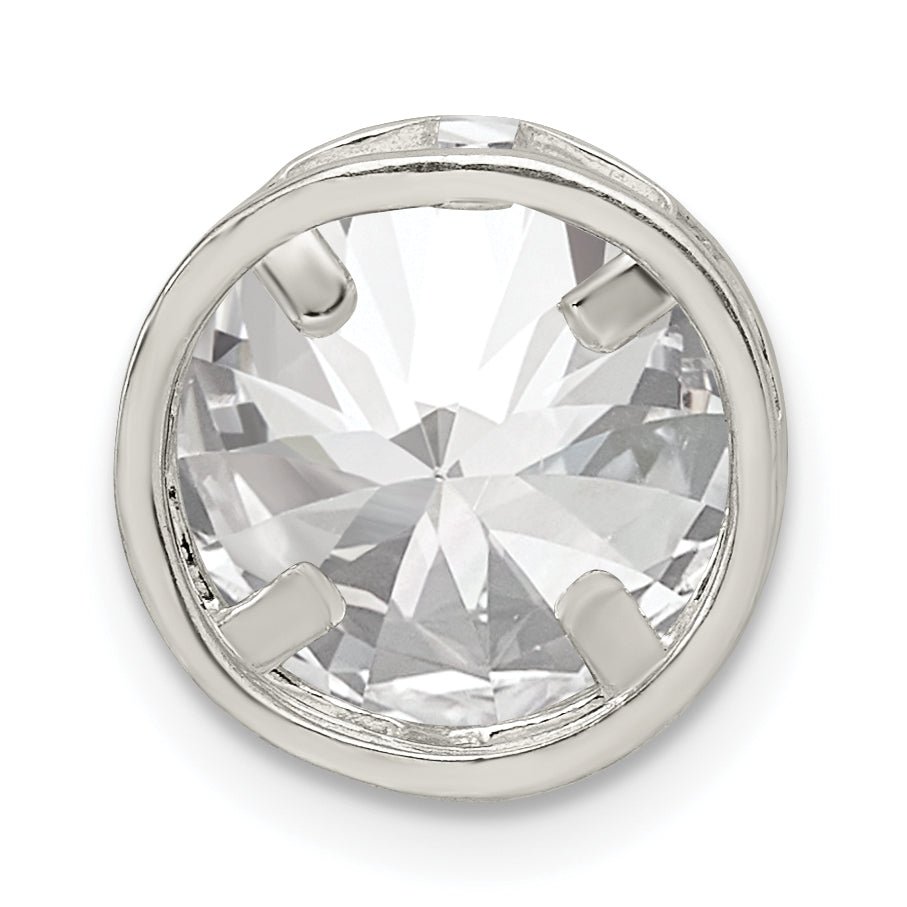 Sterling Silver Round Cz Chain Slide