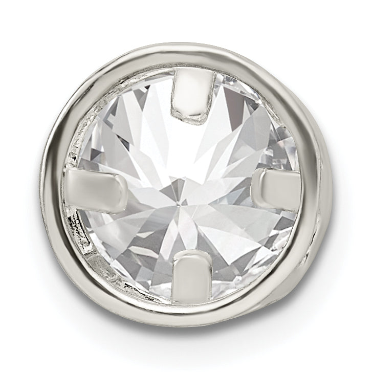 Sterling Silver Round Cz Chain Slide