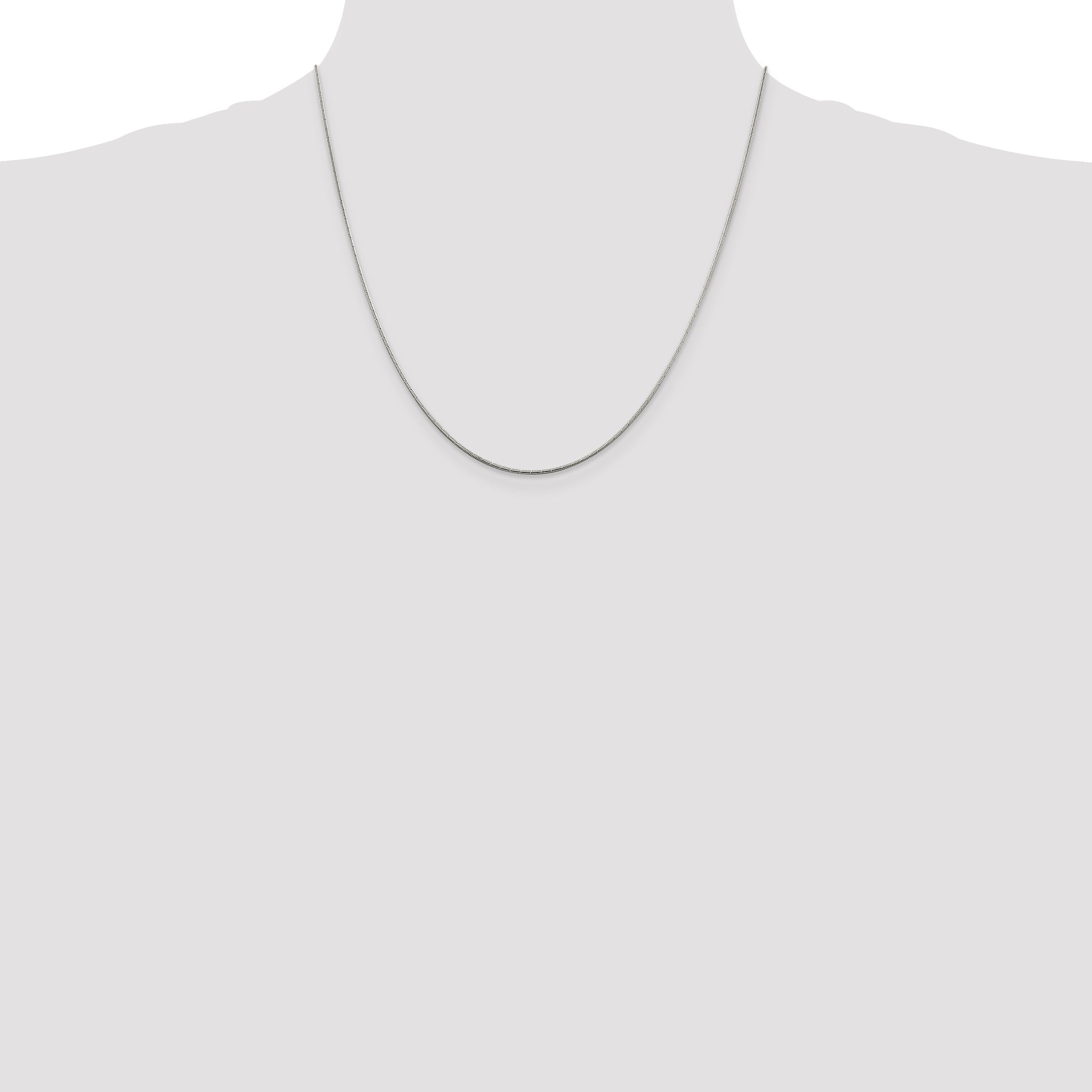 20 Inch Sterling Silver 1.2mm Patterned Diamond-Cut Snake Chain Necklace